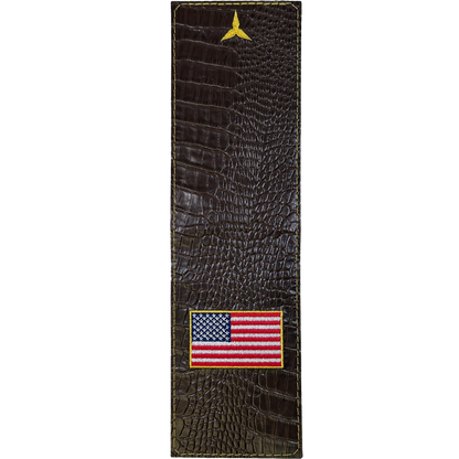 Brown Croco Print Duffer American Flag Yardage Book/Scorecard Cover