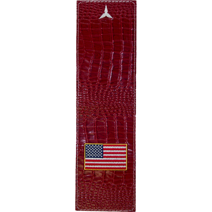 Red Croco Print Duffer American Flag Yardage Book/Scorecard Cover